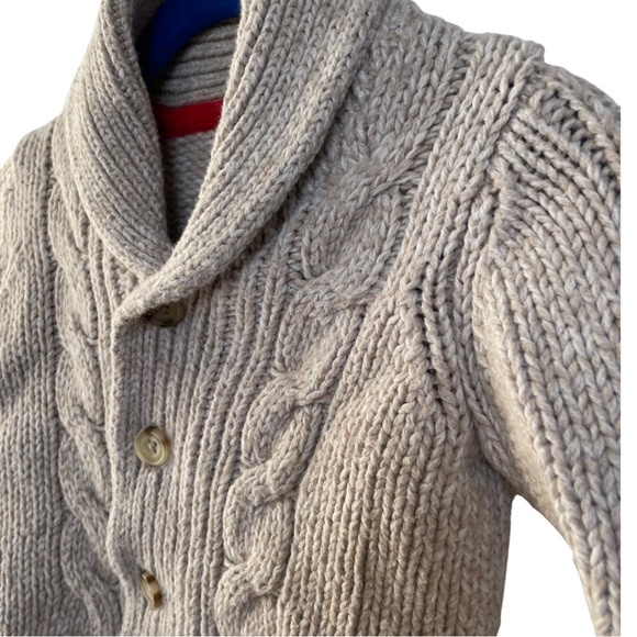 OshKosh | 18 Months Tan Cable Knit Shawl Button Cardigan - Picture 2 of 4